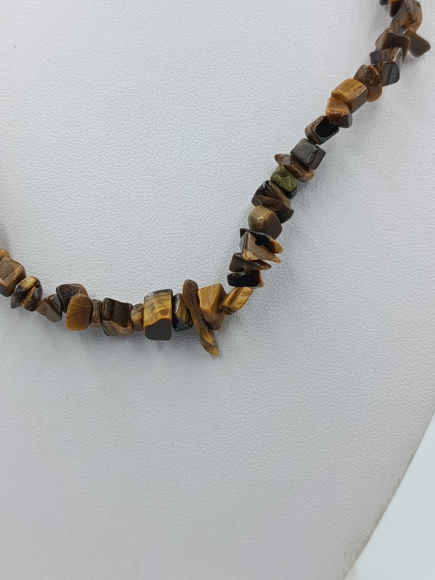Tigerauge Splitterkette Naturstein Halskette Braun Vintage Schmuck