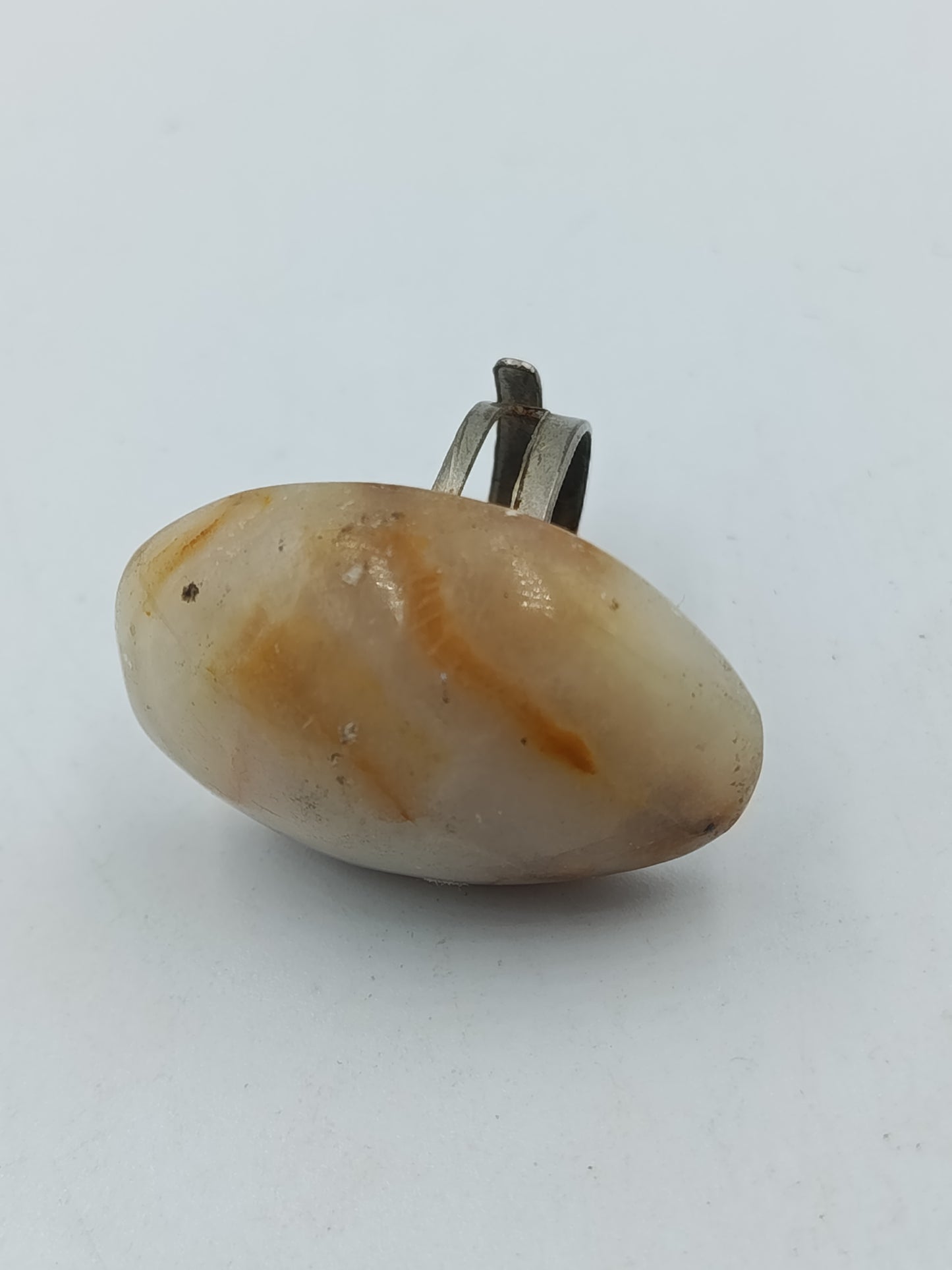 Vintage Naturstein Ring Braun Beige Verstellbar Statement Ring Damen