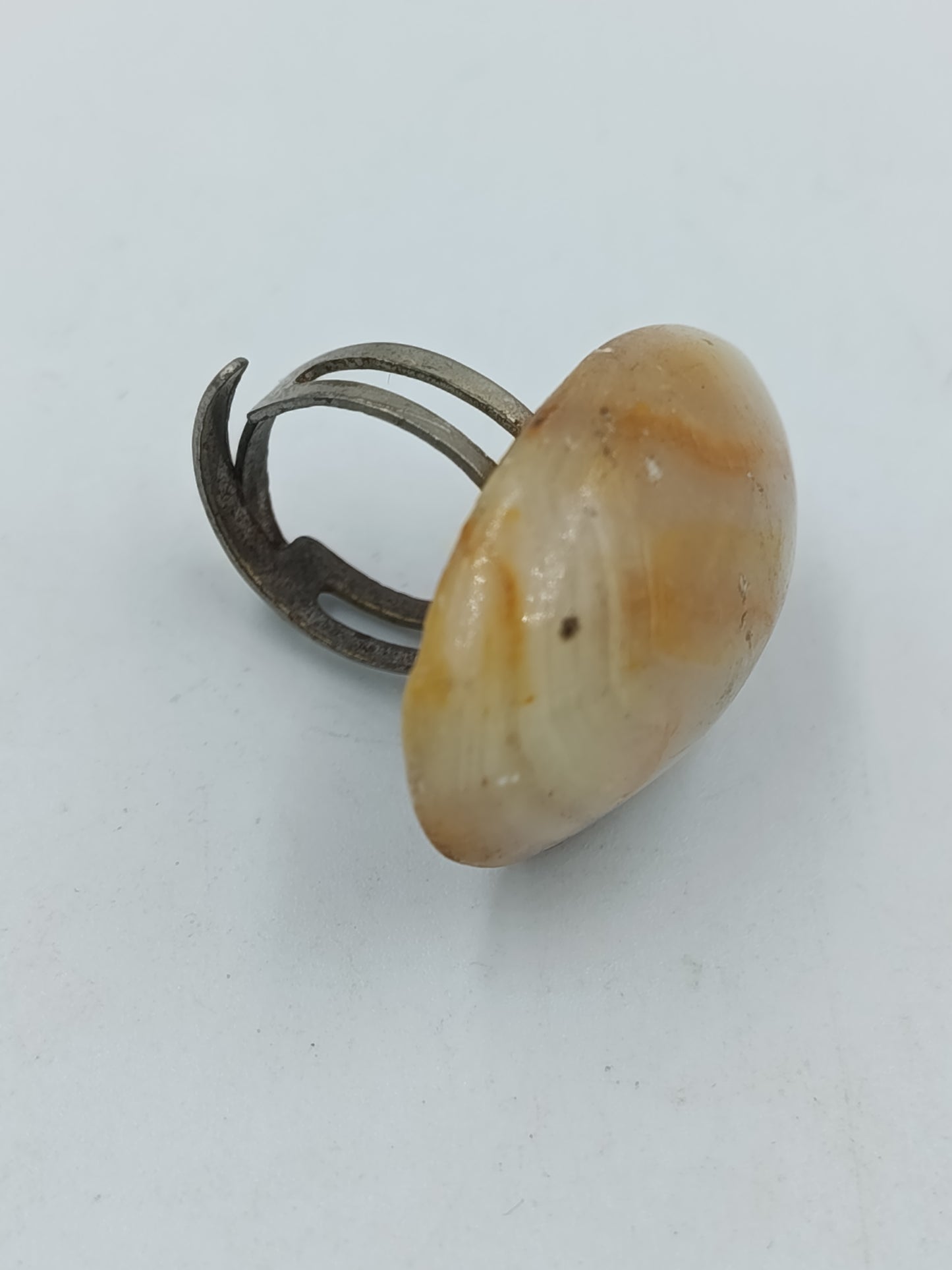 Vintage Naturstein Ring Braun Beige Verstellbar Statement Ring Damen