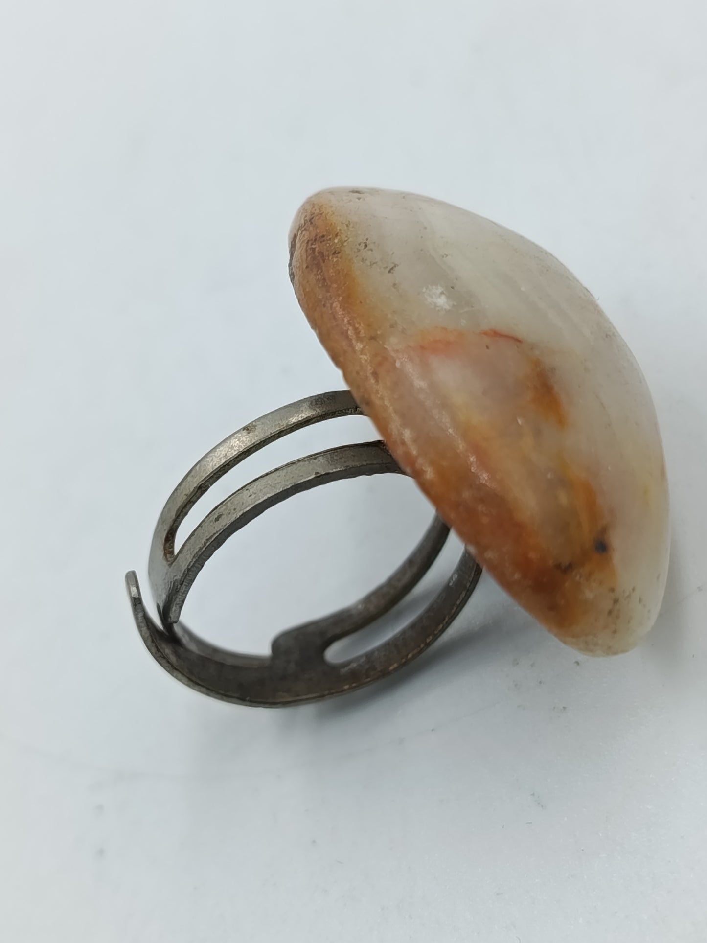 Vintage Naturstein Ring Braun Beige Verstellbar Statement Ring Damen