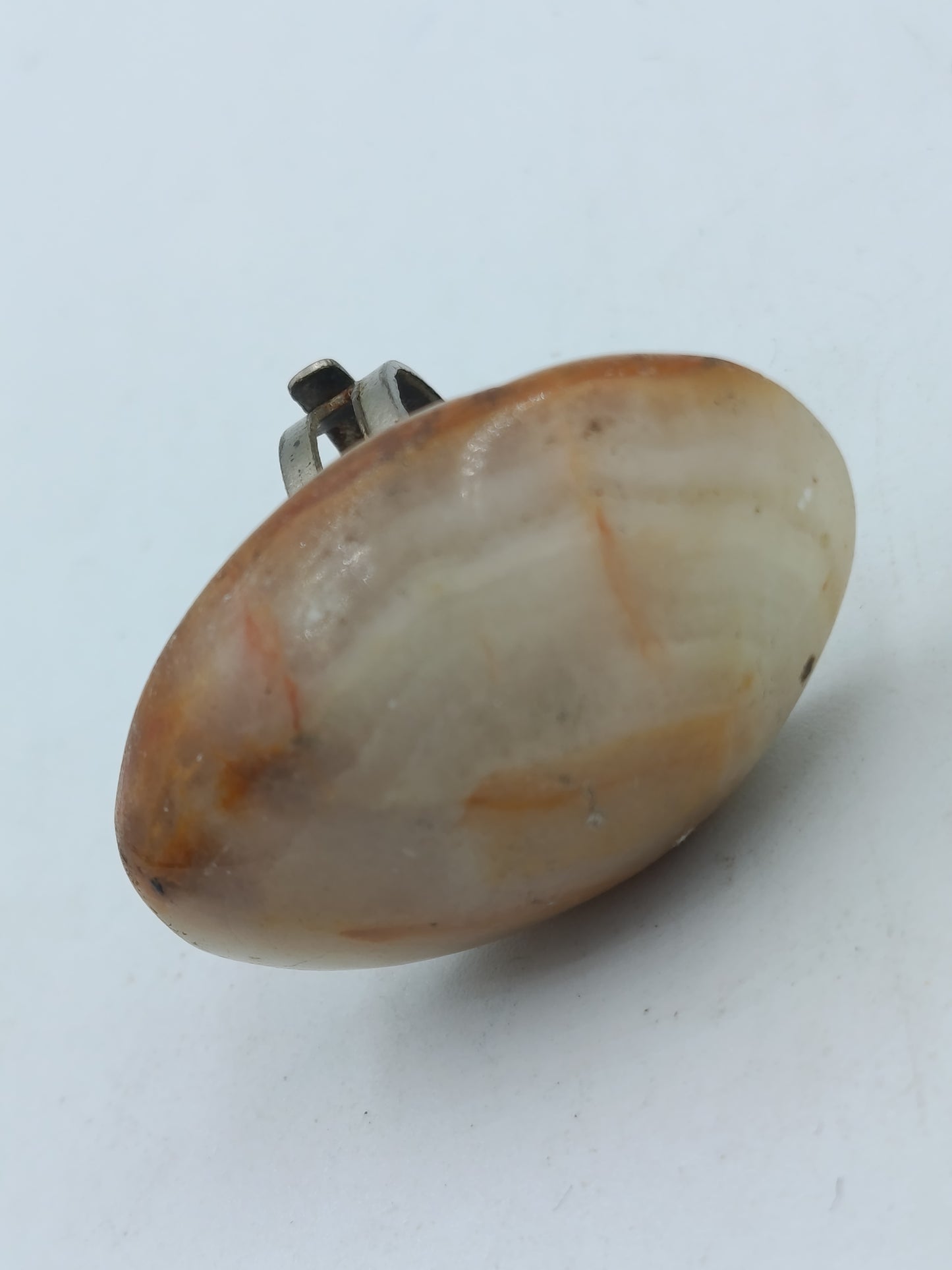 Vintage Naturstein Ring Braun Beige Verstellbar Statement Ring Damen