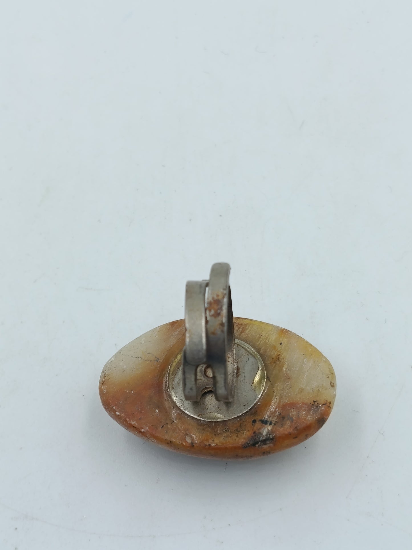 Vintage Naturstein Ring Braun Beige Verstellbar Statement Ring Damen