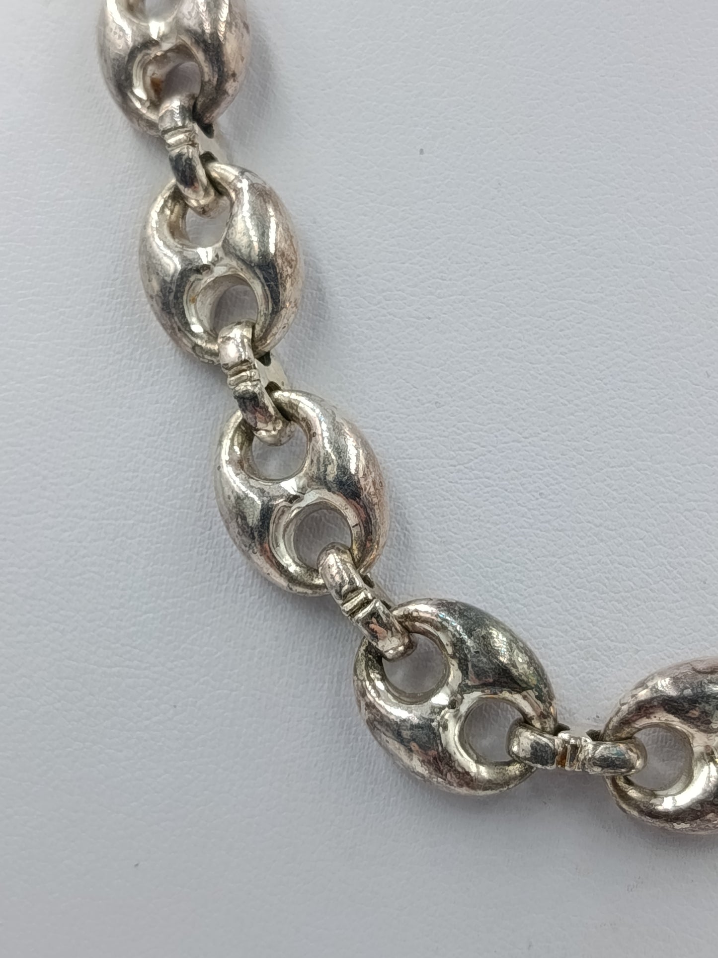 Vintage Gliederkette Silberfarben Statement Kette Collier 45,5 cm