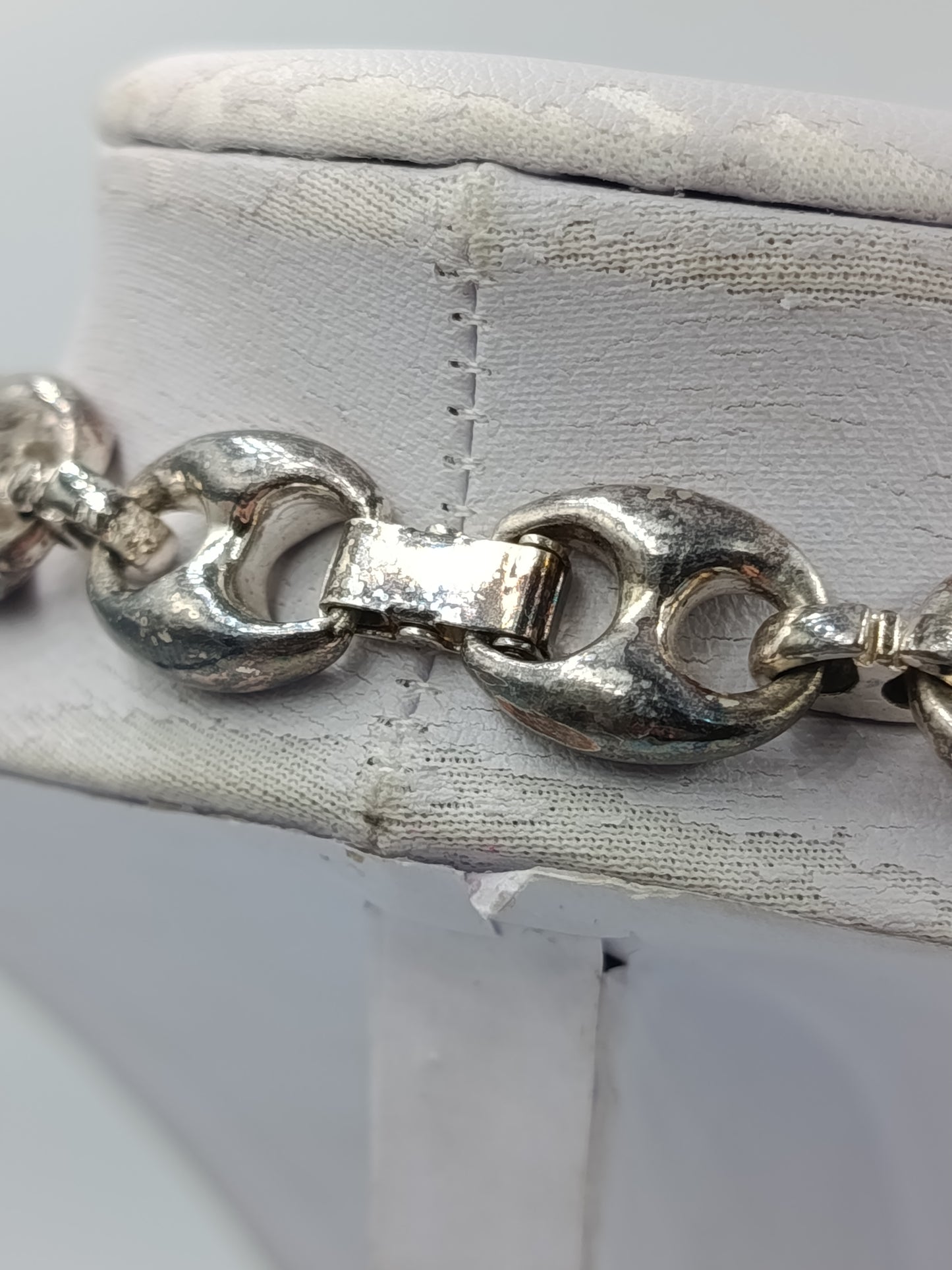 Vintage Gliederkette Silberfarben Statement Kette Collier 45,5 cm