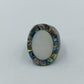 Vintage Perlmutt Abalone Ring Oval Groß Statement Ring Größe 64