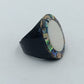 Vintage Perlmutt Abalone Ring Oval Groß Statement Ring Größe 64