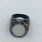 Vintage Perlmutt Abalone Ring Oval Groß Statement Ring Größe 64