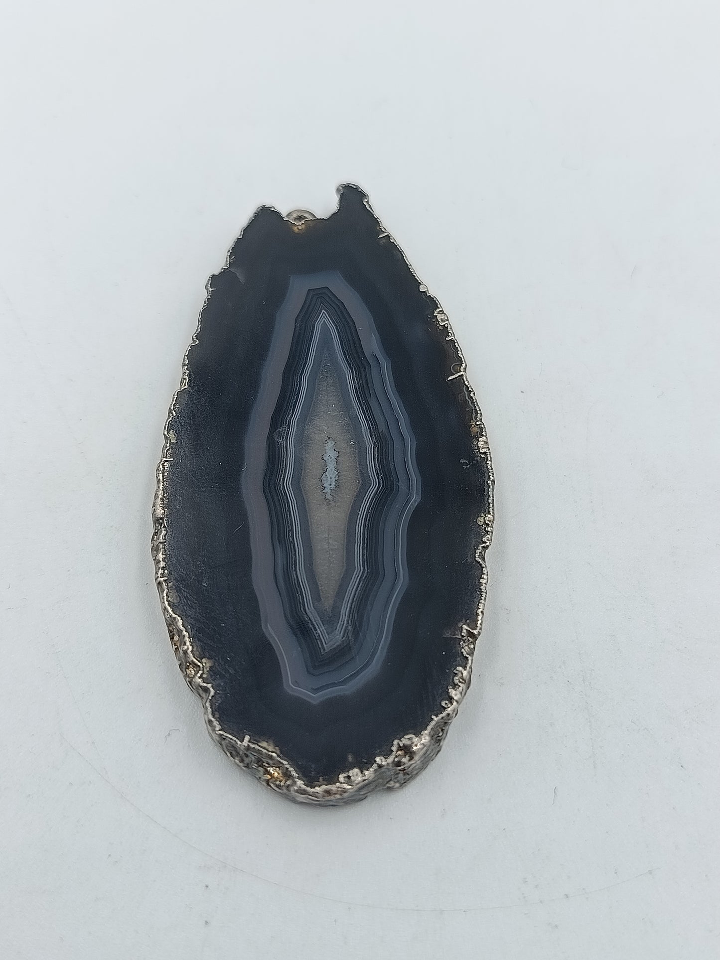 Achat Scheiben Anhänger Naturstein Geode Silberrand Schmuckanhänger