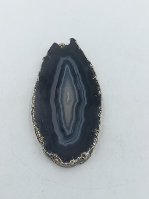 Achat Scheiben Anhänger Naturstein Geode Silberrand Schmuckanhänger