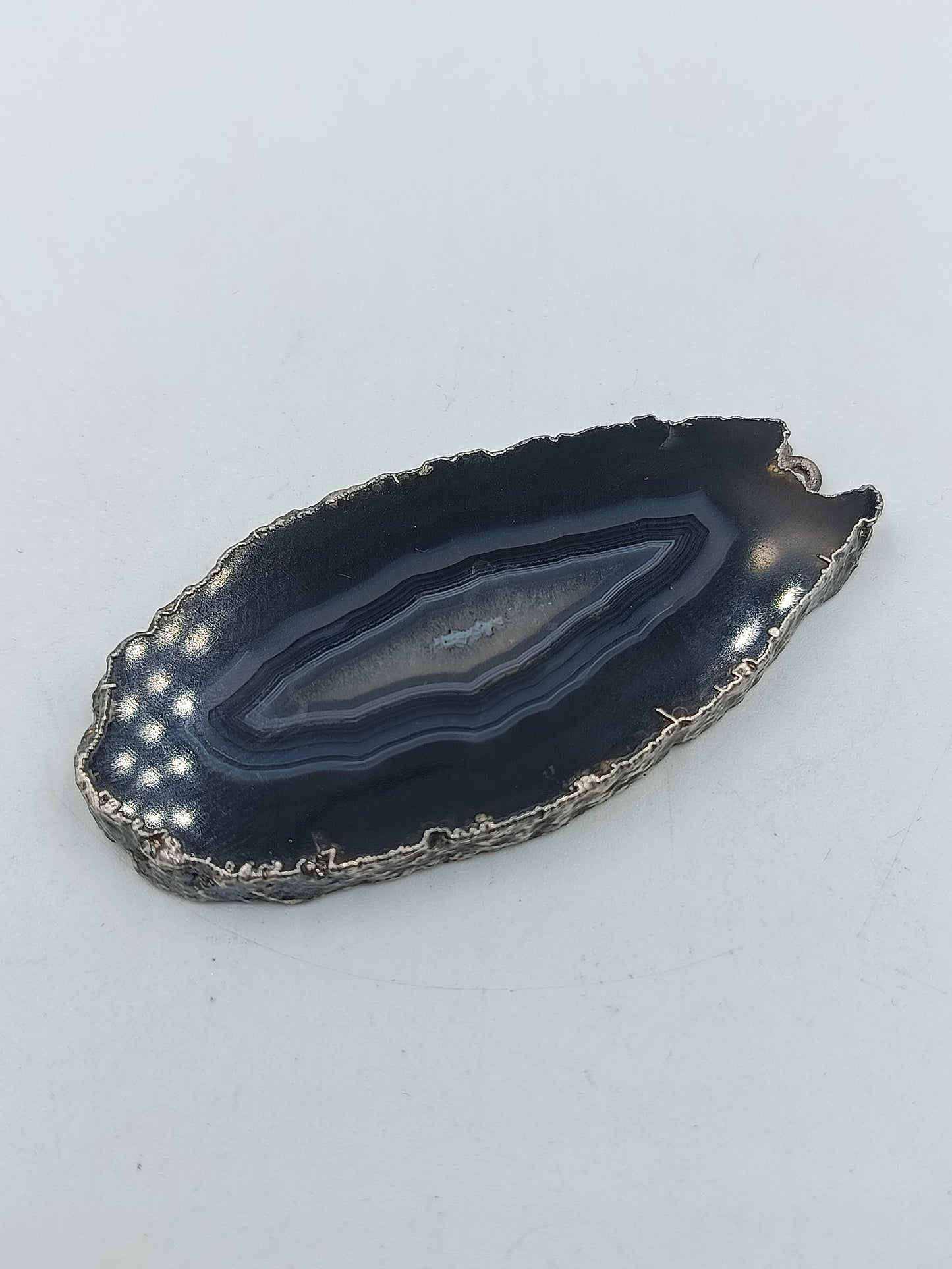 Achat Scheiben Anhänger Naturstein Geode Silberrand Schmuckanhänger
