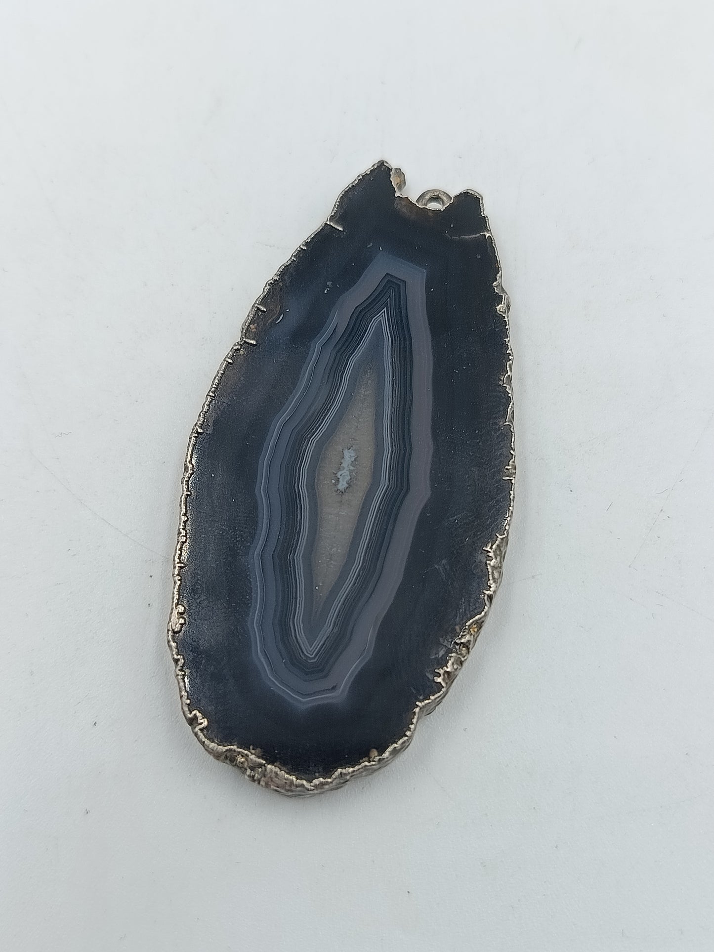 Achat Scheiben Anhänger Naturstein Geode Silberrand Schmuckanhänger
