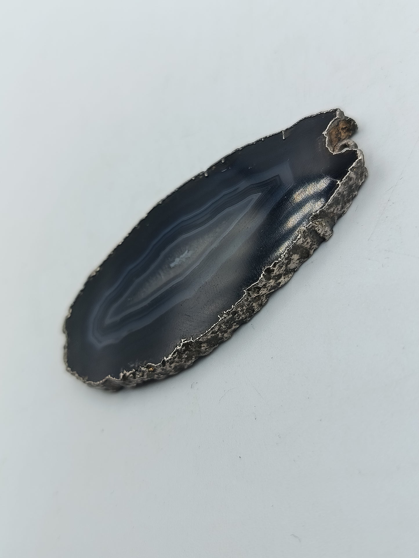 Achat Scheiben Anhänger Naturstein Geode Silberrand Schmuckanhänger