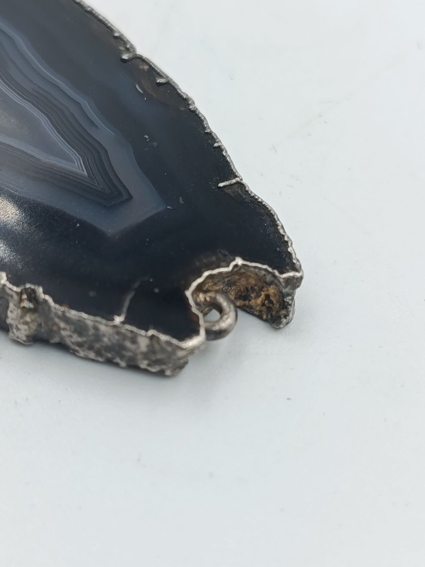 Achat Scheiben Anhänger Naturstein Geode Silberrand Schmuckanhänger