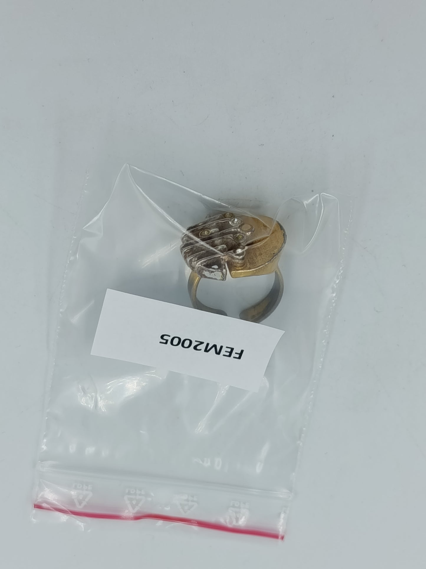 Designer Ring verstellbar Silber &amp; Goldfarben mit Zirkonia Modern Schmuck