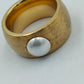 Breiter Designer Ring Goldfarben mit Perle Größe 55 Statement Ring