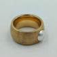 Breiter Designer Ring Goldfarben mit Perle Größe 55 Statement Ring