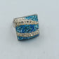 Statement Ring verstellbar Blau Strass Kristalle Modern Schmuck