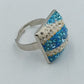 Statement Ring verstellbar Blau Strass Kristalle Modern Schmuck