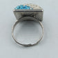 Statement Ring verstellbar Blau Strass Kristalle Modern Schmuck
