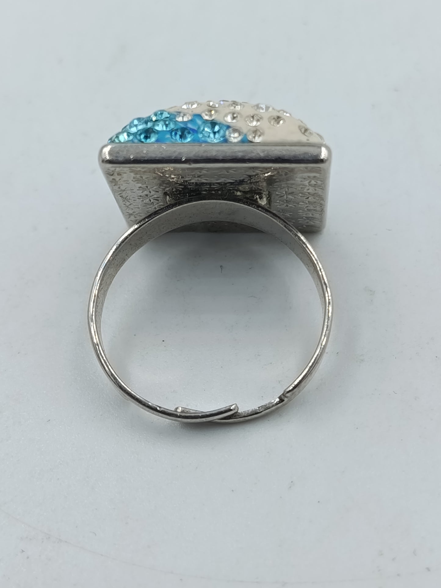 Statement Ring verstellbar Blau Strass Kristalle Modern Schmuck