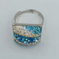 Statement Ring verstellbar Blau Strass Kristalle Modern Schmuck