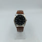 Herren Uhr Quartz Klassisch Braun Lederarmband Silber Vintage