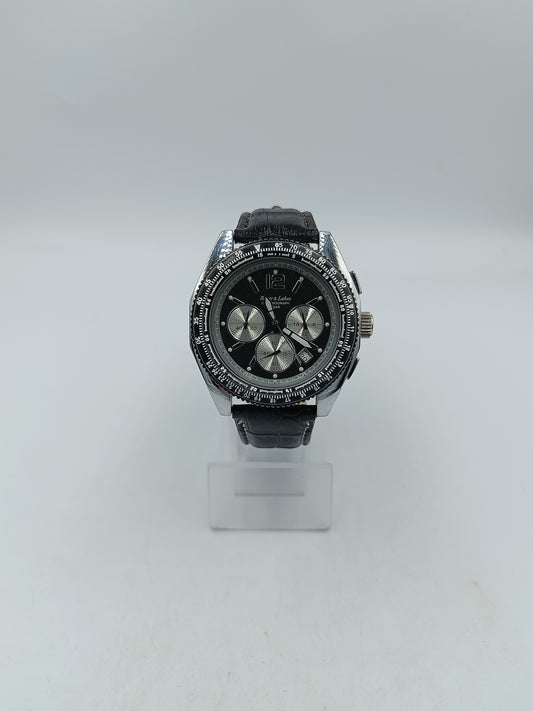 River und Lakes Chronograph Herren Uhr 5 BAR Leder Schwarz Sportlich