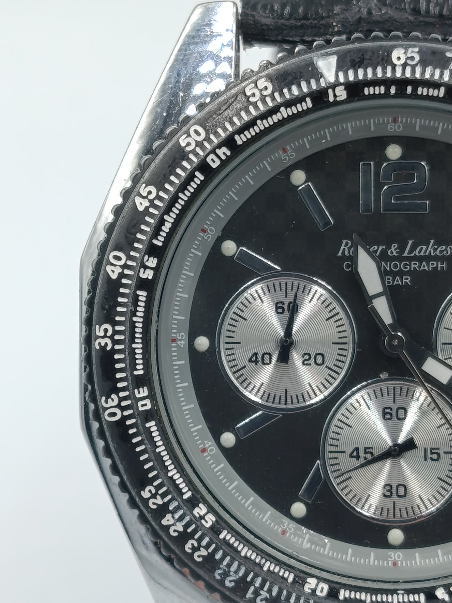 River und Lakes Chronograph Herren Uhr 5 BAR Leder Schwarz Sportlich