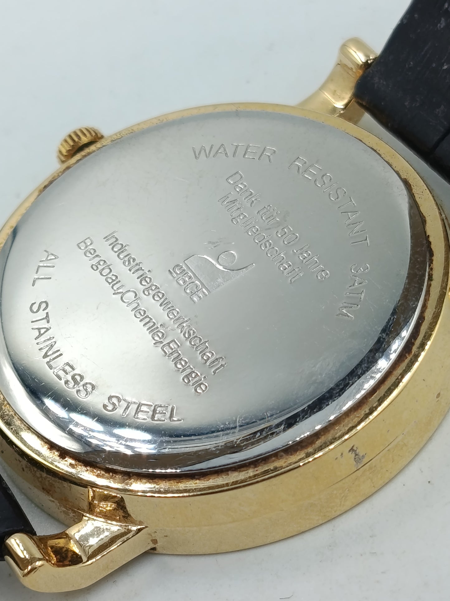 IBC Pforzheim Herren Uhr Vergoldet Datum Leder Made in Germany