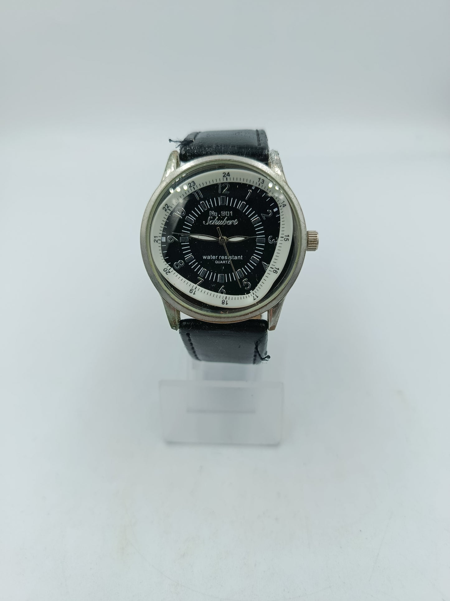 Schubert No.901 Herren Uhr Quarz Edelstahl Lederarmband Schwarz Klassisch