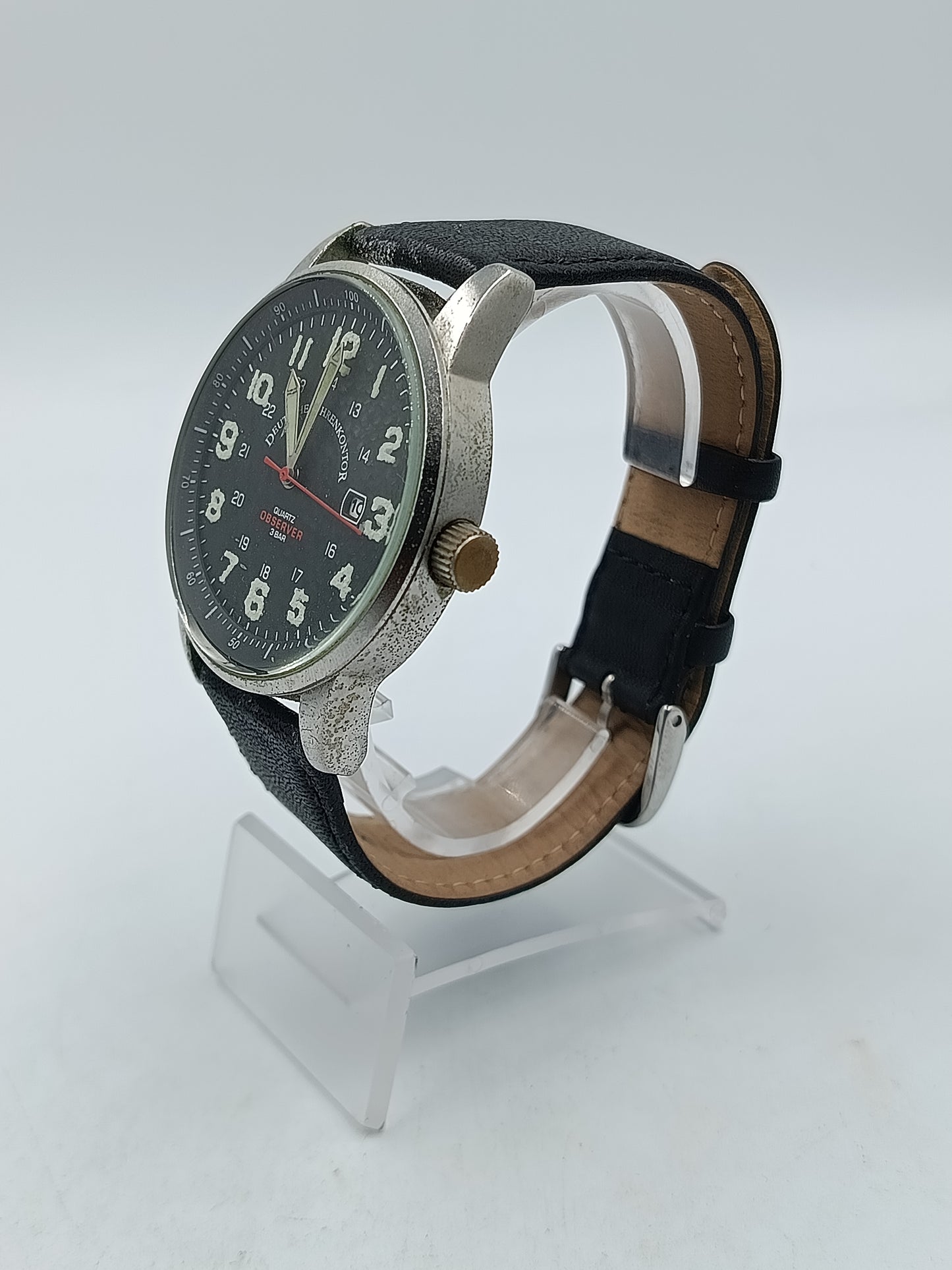 Deutsches Uhrenkontor Observer Herren Uhr Quarz 3 Bar Datum Edelstahl