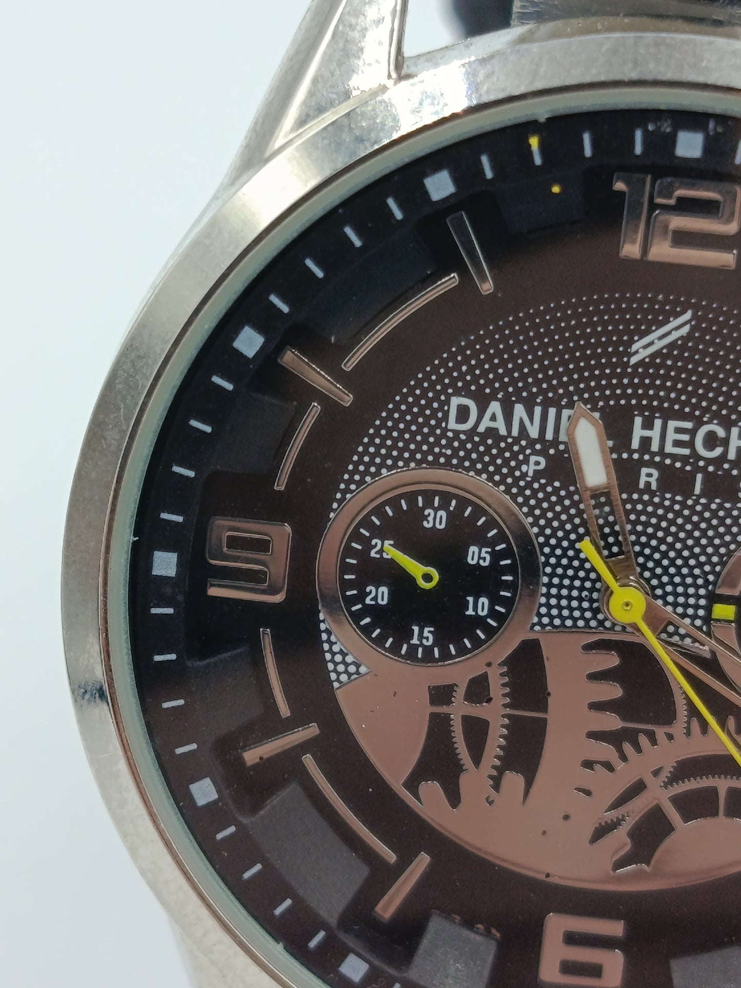 Daniel Hechter Paris Herren Uhr Chronograph Look Schwarz Edelstahl Leder
