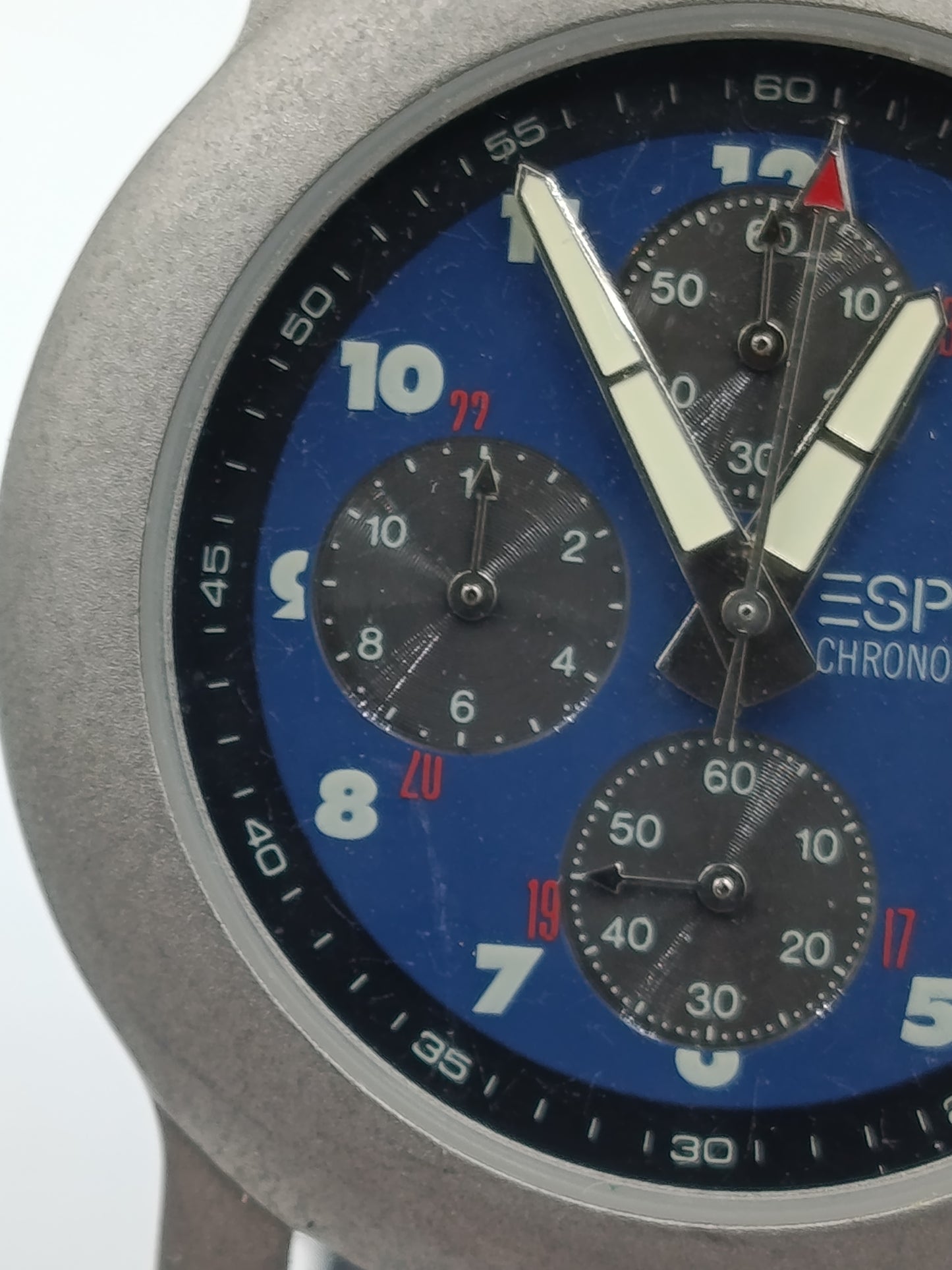 Esprit Chronograph Herren Uhr Blau Datum Edelstahl Lederarmband Sport