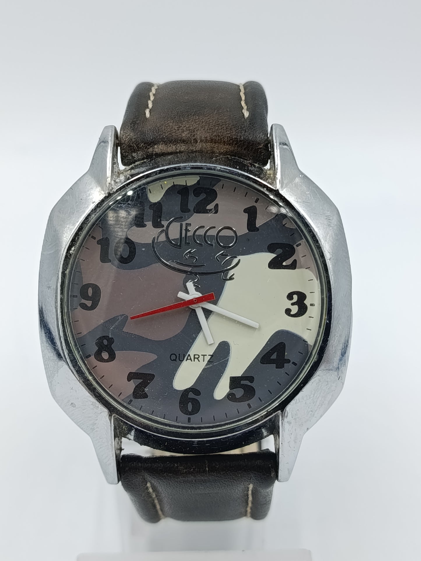 Secco Herren Uhr Camouflage Design Quarz Lederarmband Militär Stil