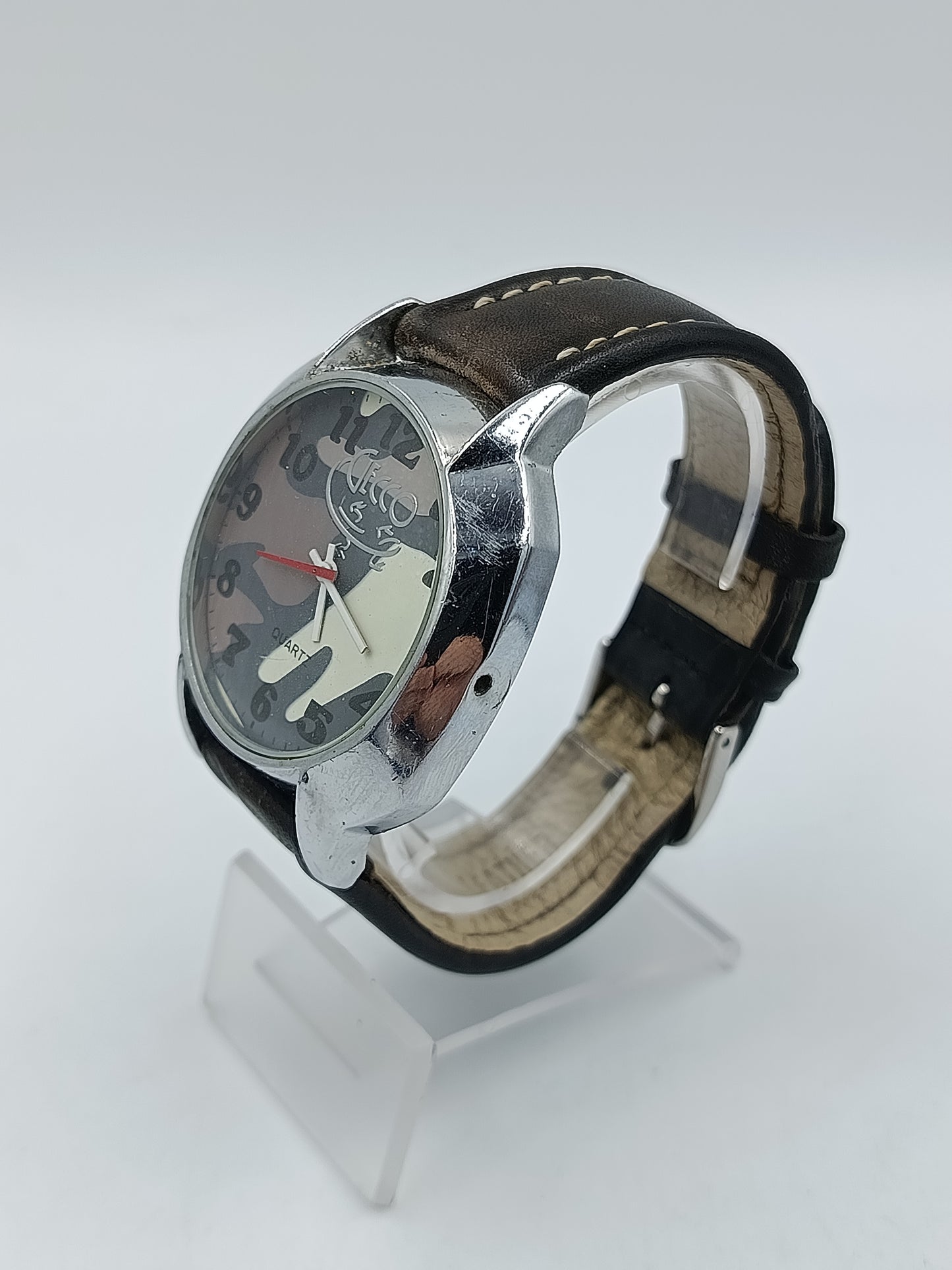 Secco Herren Uhr Camouflage Design Quarz Lederarmband Militär Stil