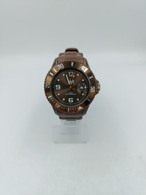 Ice Watch Herren Uhr Braun 10 ATM Datum Silikonarmband Sport Taucherstil