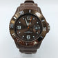 Ice Watch Herren Uhr Braun 10 ATM Datum Silikonarmband Sport Taucherstil