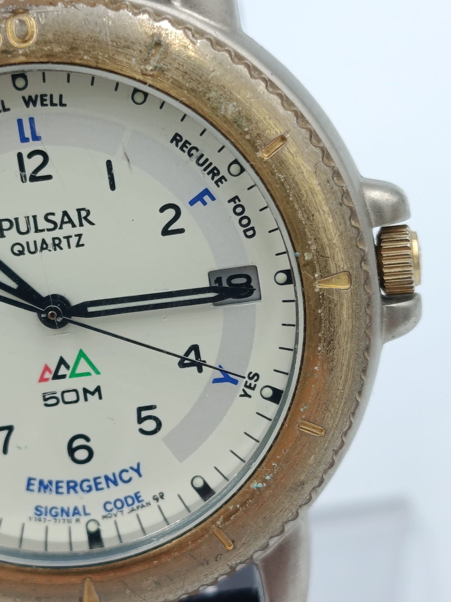 Pulsar Herren Uhr 50M Quarz Datum Vintage Outdoor Emergency Dial