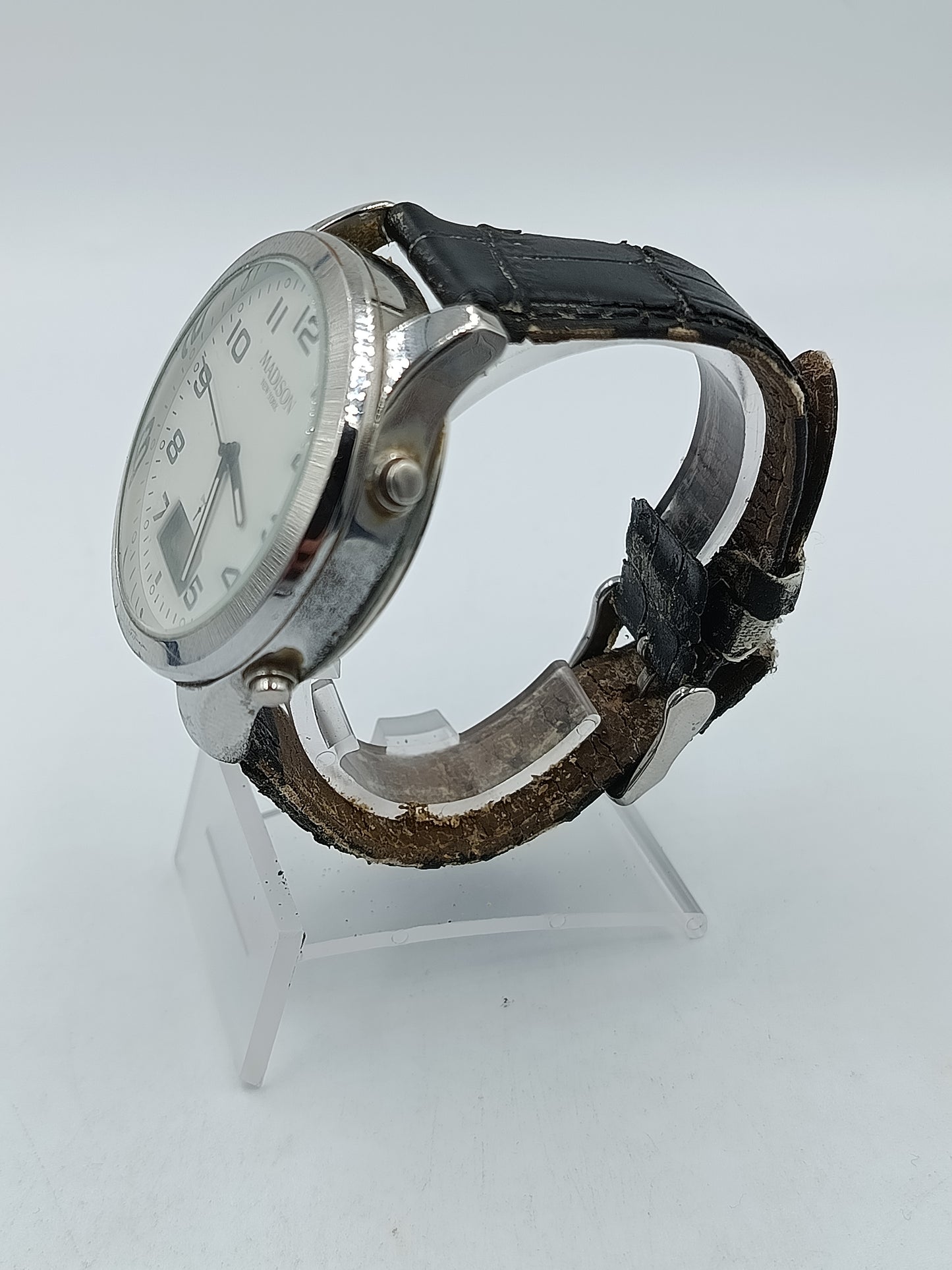 Madison New York Herren Uhr Analog Digital Quarz Lederarmband