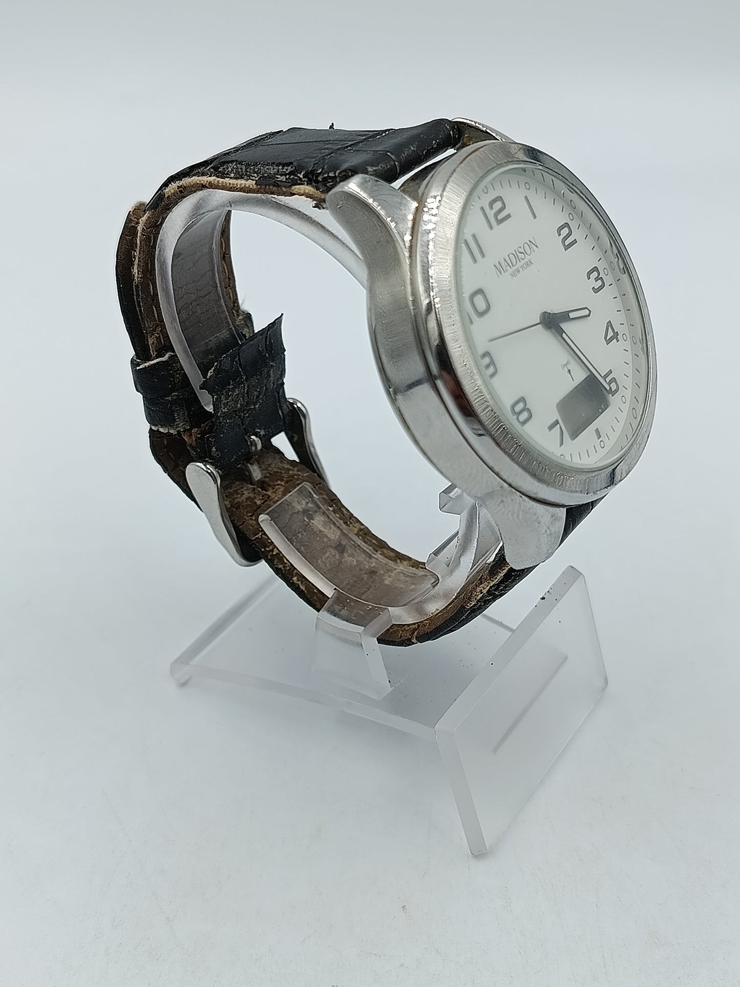 Madison New York Herren Uhr Analog Digital Quarz Lederarmband