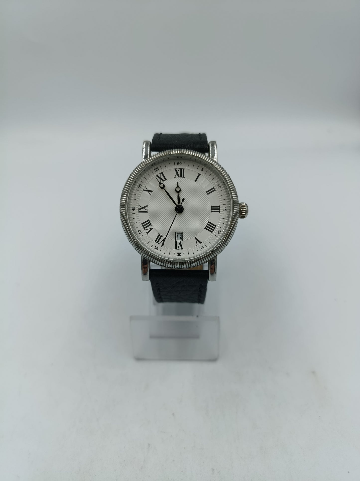 Hirsch Herren Uhr Edelstahl Datum Klassisch Römische Zahlen Quarz