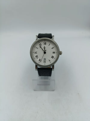 Hirsch Herren Uhr Edelstahl Datum Klassisch Römische Zahlen Quarz