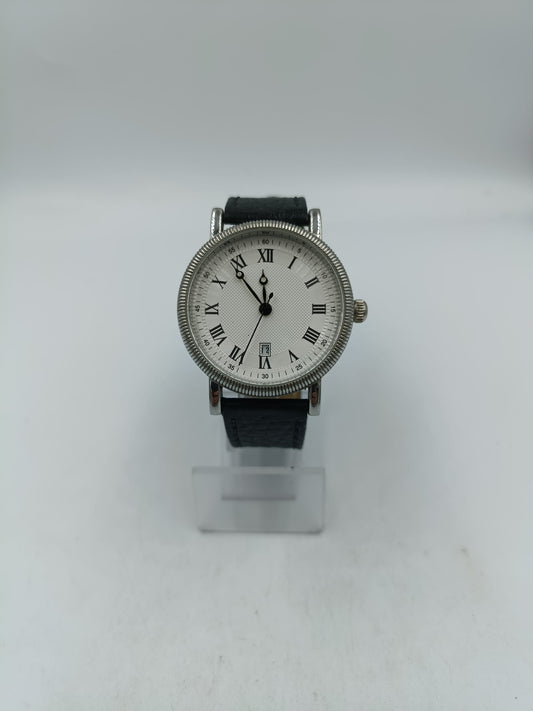 Hirsch Herren Uhr Edelstahl Datum Klassisch Römische Zahlen Quarz