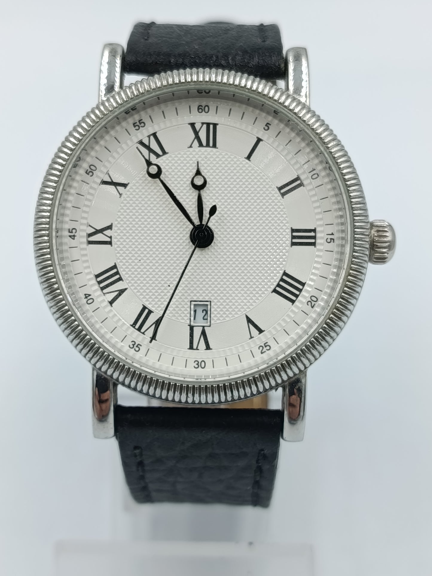 Hirsch Herren Uhr Edelstahl Datum Klassisch Römische Zahlen Quarz