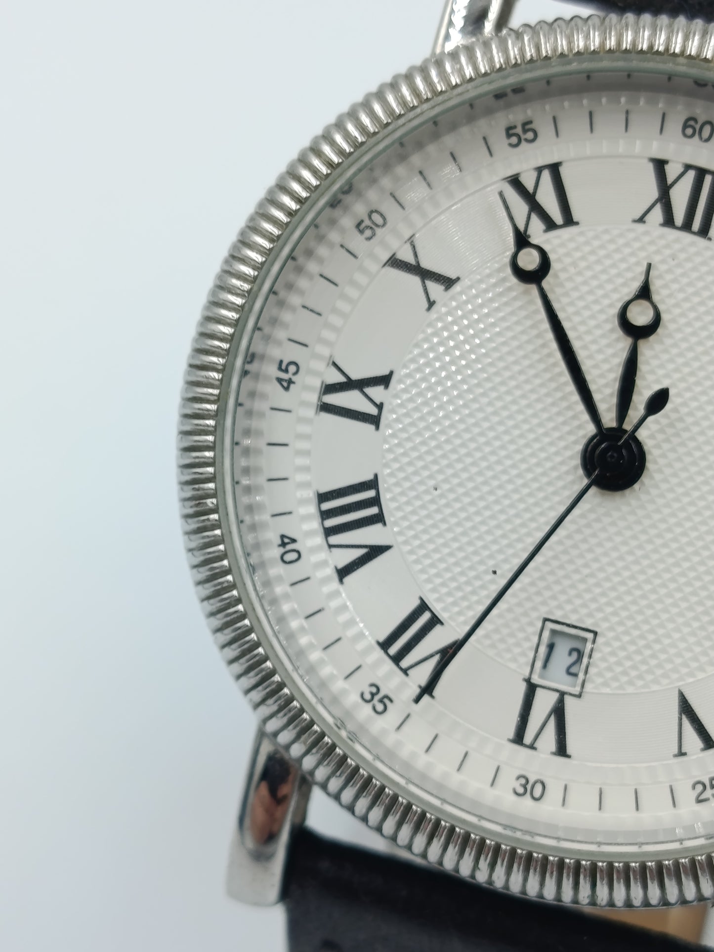 Hirsch Herren Uhr Edelstahl Datum Klassisch Römische Zahlen Quarz