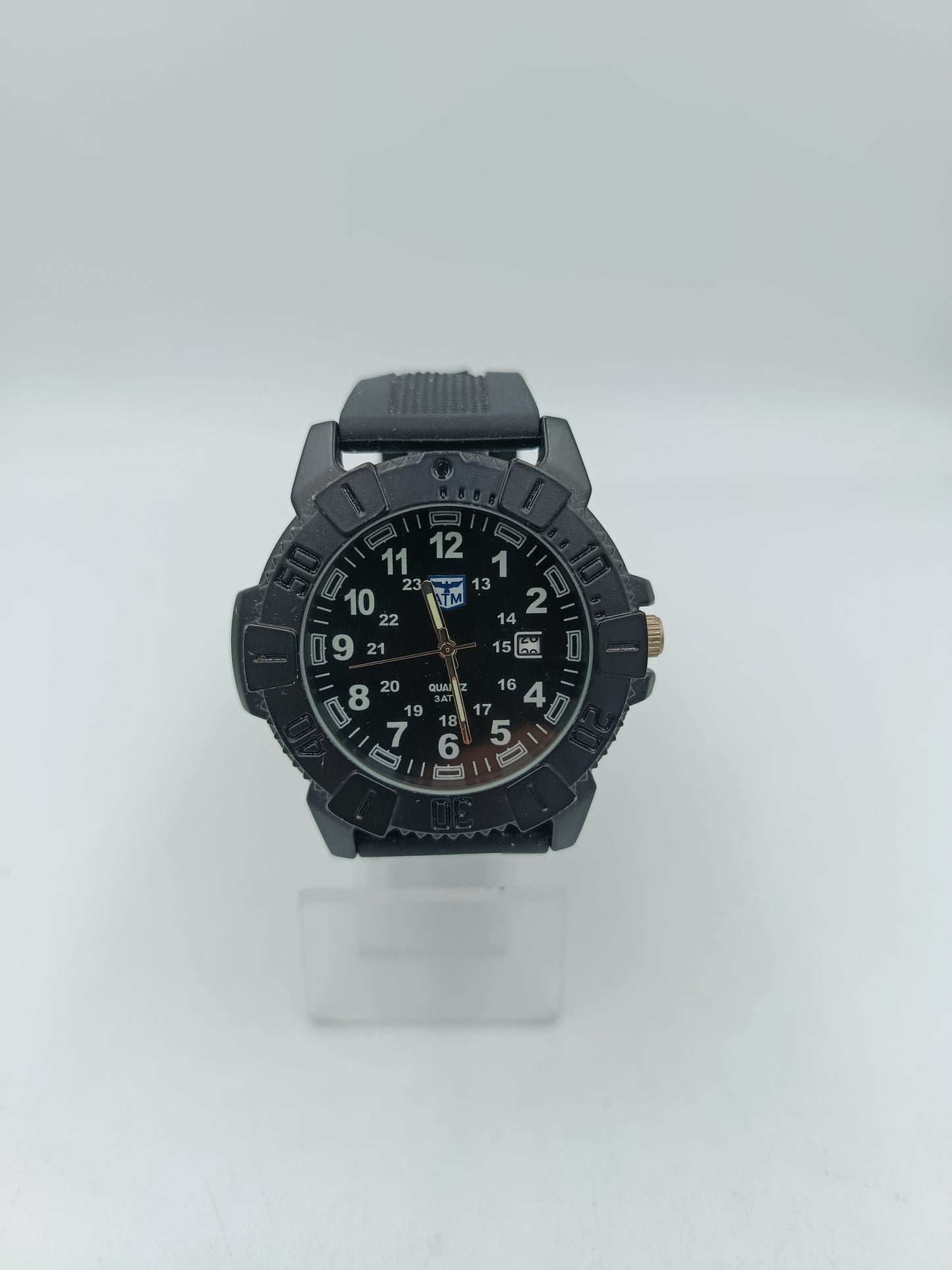Herren Uhr Sportlich Schwarz 3ATM Datum Quarz Outdoor Armbanduhr