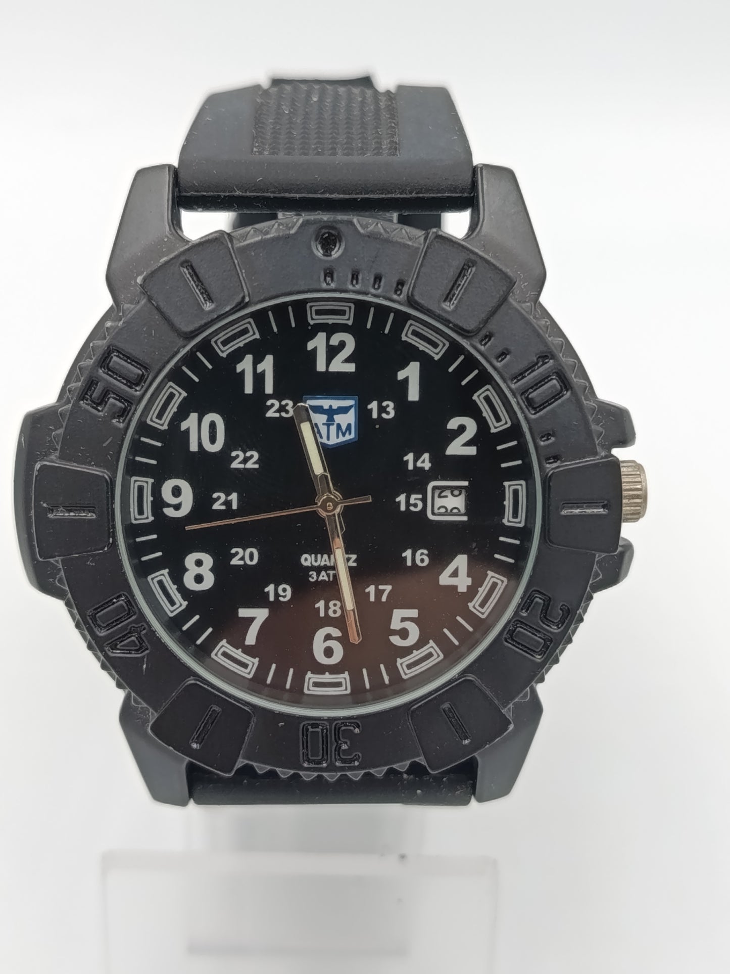Herren Uhr Sportlich Schwarz 3ATM Datum Quarz Outdoor Armbanduhr