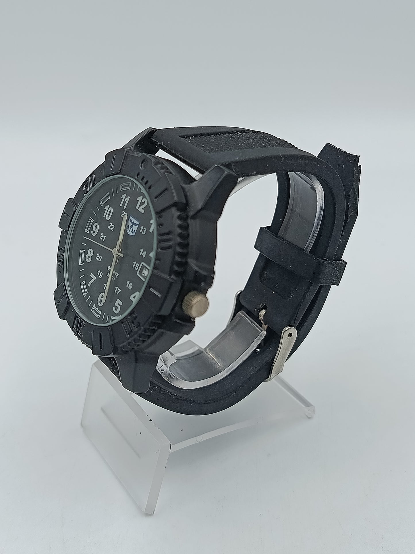 Herren Uhr Sportlich Schwarz 3ATM Datum Quarz Outdoor Armbanduhr