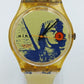 Swatch Uhr nine Vintage Swiss Made Gelb Transparent Kunst Design