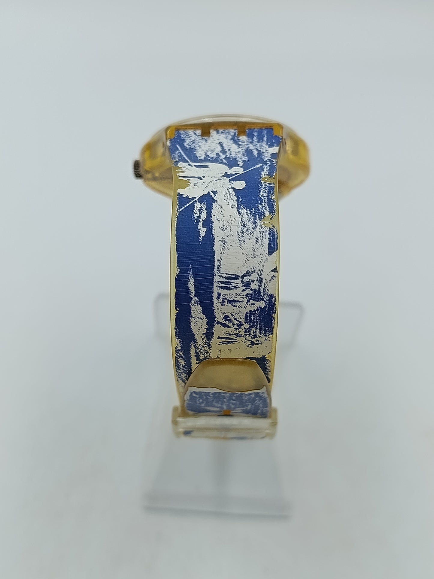Swatch Uhr nine Vintage Swiss Made Gelb Transparent Kunst Design